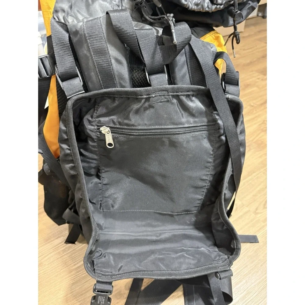 Vtg L.L BEAN Blue Yellow Hiking Camping Backpack‎ Pack-Out Heavy Duty Rucksack